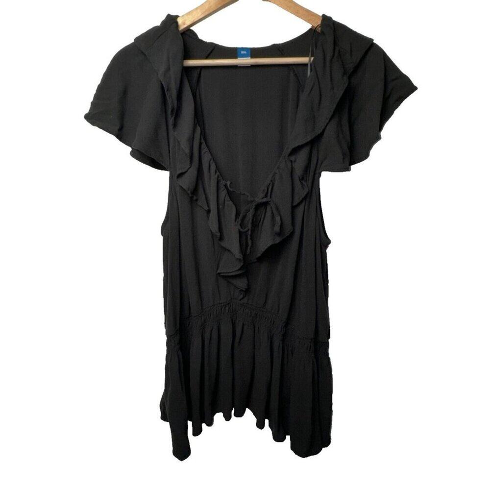 Old Navy XXL Black Ruffle Front Top